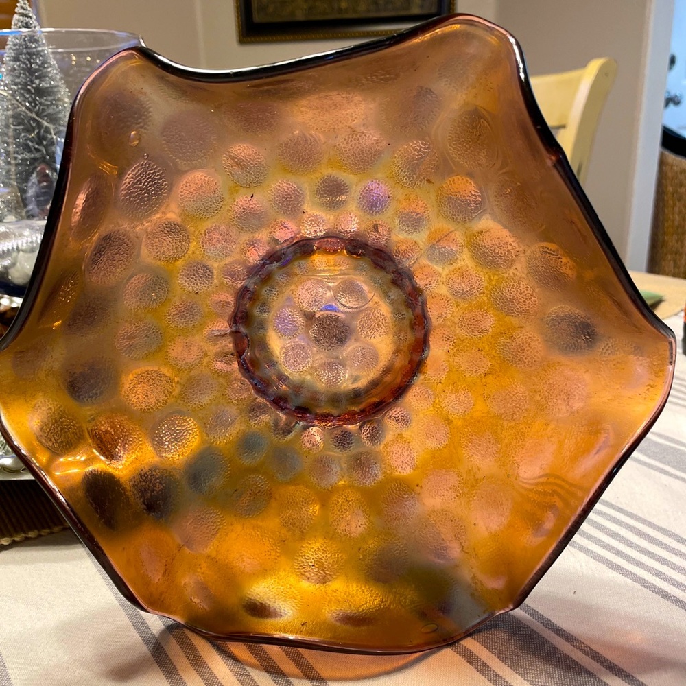 Vintage Fenton Amethyst Coin Dot Carnival Glass Bowl